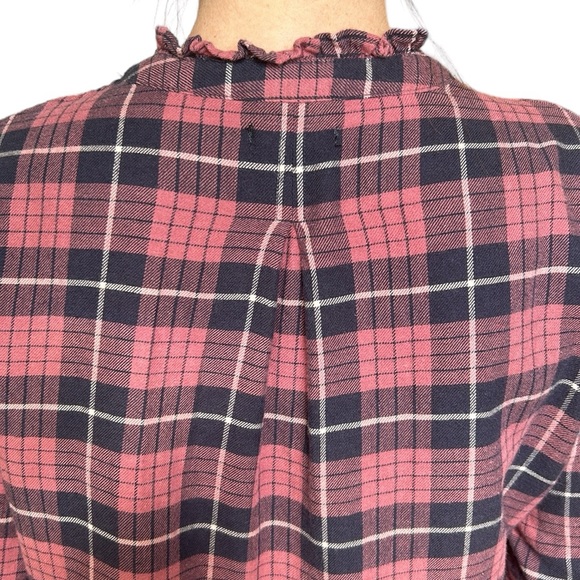 Rails Andie Button Down Shirt In Rose Indigo‎ Plaid Ruffle Collar Casual XS - Picture 10 of 17